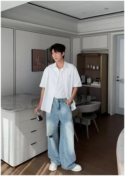 Hua Striped Clean Fit Shirt-korean-fashion-Shirt-Hua's Closet-OH Garments