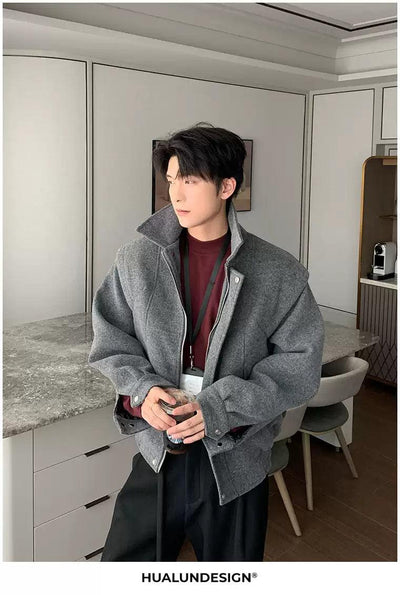 Hua Structured Boxy Zip-Up Jacket-korean-fashion-Jacket-Hua's Closet-OH Garments