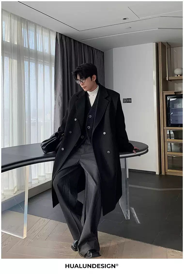 Hua Structured Double Breasted Overcoat-korean-fashion-Long Coat-Hua's Closet-OH Garments