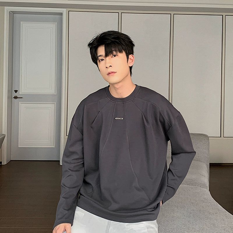Hua Structured Lines Long Sleeve T-Shirt-korean-fashion-T-Shirt-Hua's Closet-OH Garments