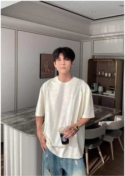 Hua Structured Oversized Fit T-Shirt-korean-fashion-T-Shirt-Hua's Closet-OH Garments