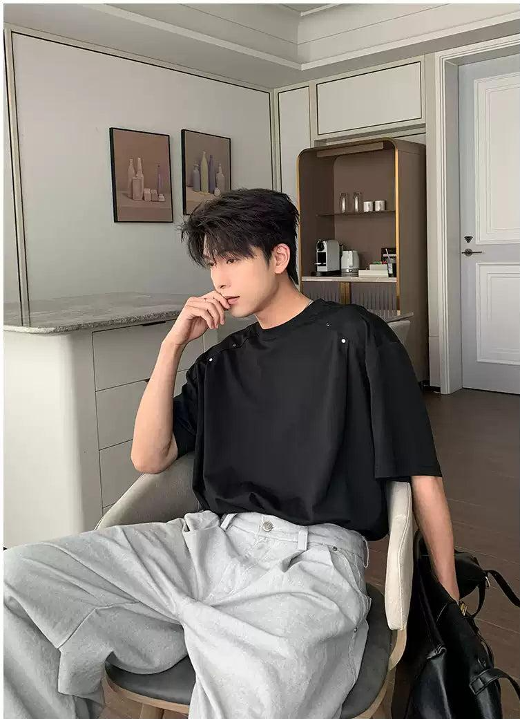 Hua Structured Oversized Fit T-Shirt-korean-fashion-T-Shirt-Hua's Closet-OH Garments