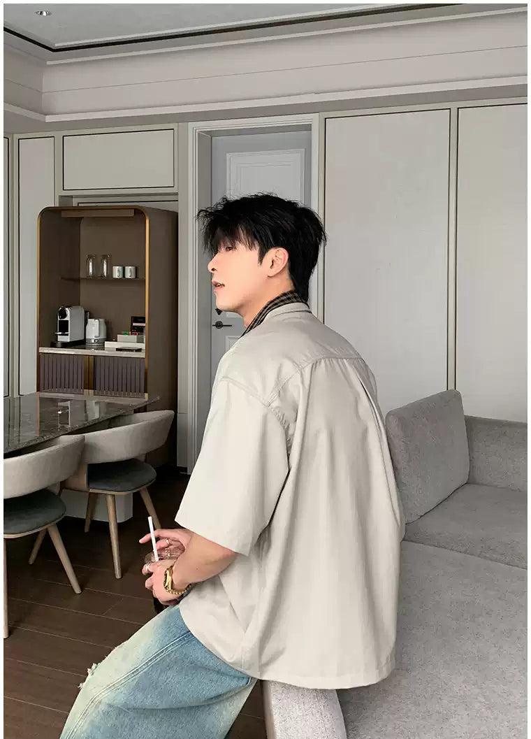Hua Structured Plaid Layered Shirt-korean-fashion-Shirt-Hua's Closet-OH Garments
