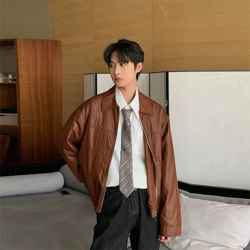 Hua Textured Contrast Stitches Jacket-korean-fashion-Jacket-Hua's Closet-OH Garments