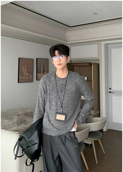 Hua Textured Henley Collar T-Shirt-korean-fashion-T-Shirt-Hua's Closet-OH Garments