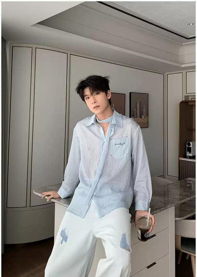 Hua Textured Strap Detail Shirt-korean-fashion-Shirt-Hua's Closet-OH Garments