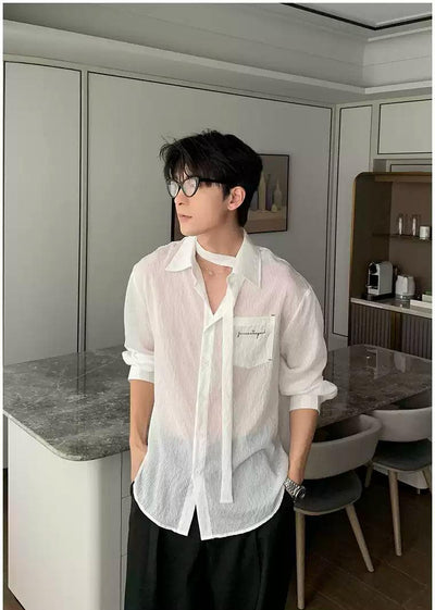 Hua Textured Strap Detail Shirt-korean-fashion-Shirt-Hua's Closet-OH Garments
