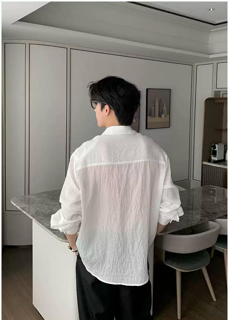 Hua Textured Strap Detail Shirt-korean-fashion-Shirt-Hua's Closet-OH Garments