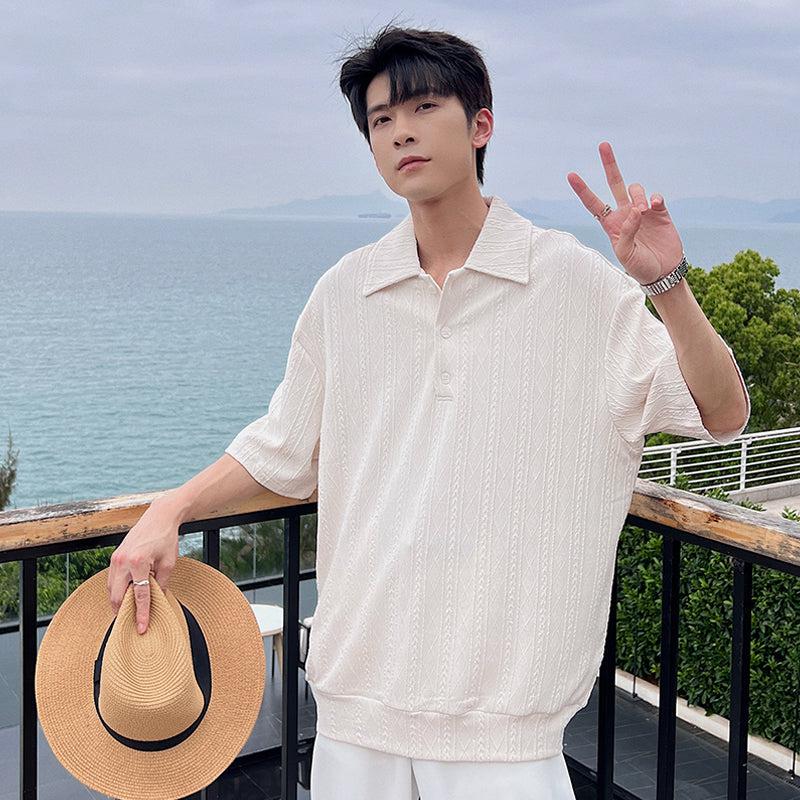 Hua Thin Cable Pattern Polo-korean-fashion-Polo-Hua's Closet-OH Garments