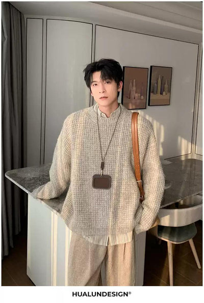 Hua Waffle Knit Brushed Sweater-korean-fashion-Sweater-Hua's Closet-OH Garments