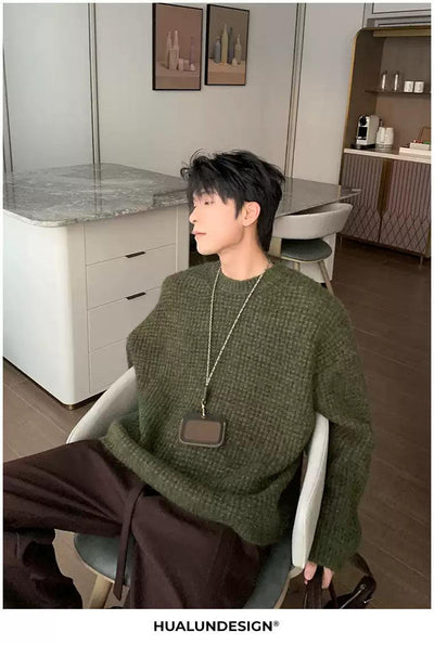 Hua Waffle Knit Brushed Sweater-korean-fashion-Sweater-Hua's Closet-OH Garments