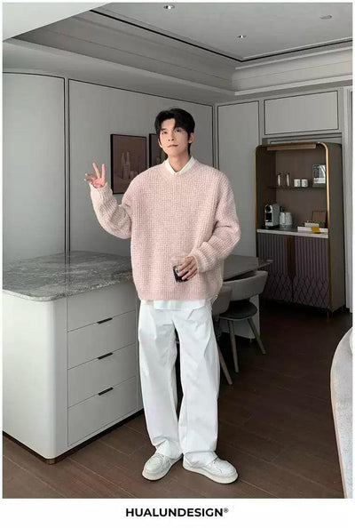 Hua Waffle Knit Brushed Sweater-korean-fashion-Sweater-Hua's Closet-OH Garments