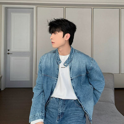 Hua Washed and Faded Denim Jacket & Jeans Set-korean-fashion-Clothing Set-Hua's Closet-OH Garments