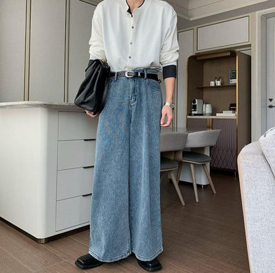 Hua Washed Denim Outer Shirt & Jeans Set-korean-fashion-Clothing Set-Hua's Closet-OH Garments