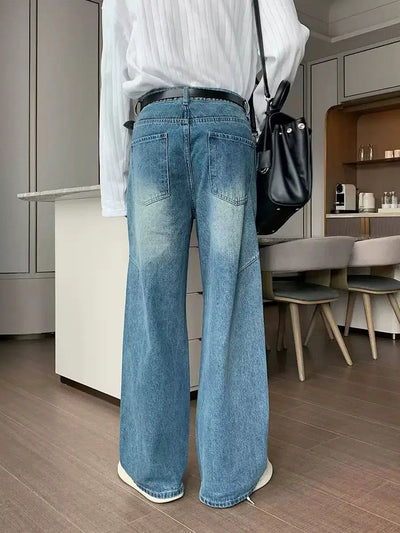 Hua Washed Effect Straight Cut Jeans-korean-fashion-Jeans-Hua's Closet-OH Garments