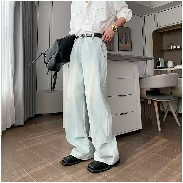 Hua Washed Faded Straight Jeans-korean-fashion-Jeans-Hua's Closet-OH Garments