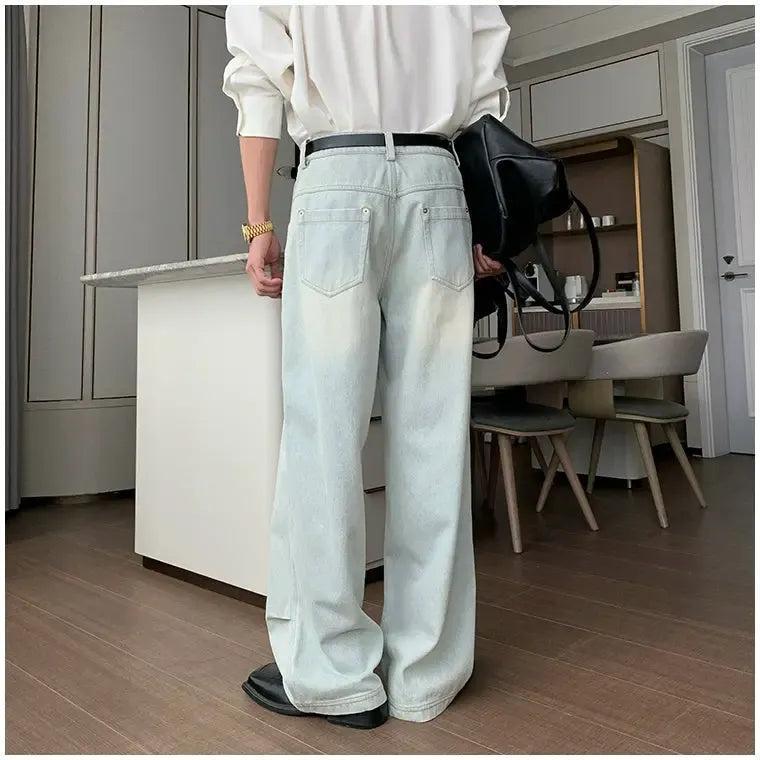 Hua Washed Faded Straight Jeans-korean-fashion-Jeans-Hua's Closet-OH Garments