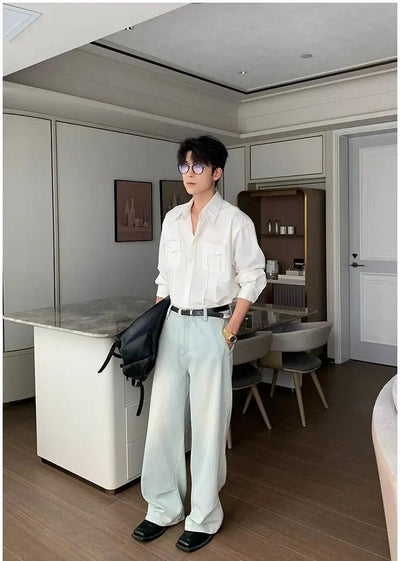Hua Washed Faded Straight Jeans-korean-fashion-Jeans-Hua's Closet-OH Garments