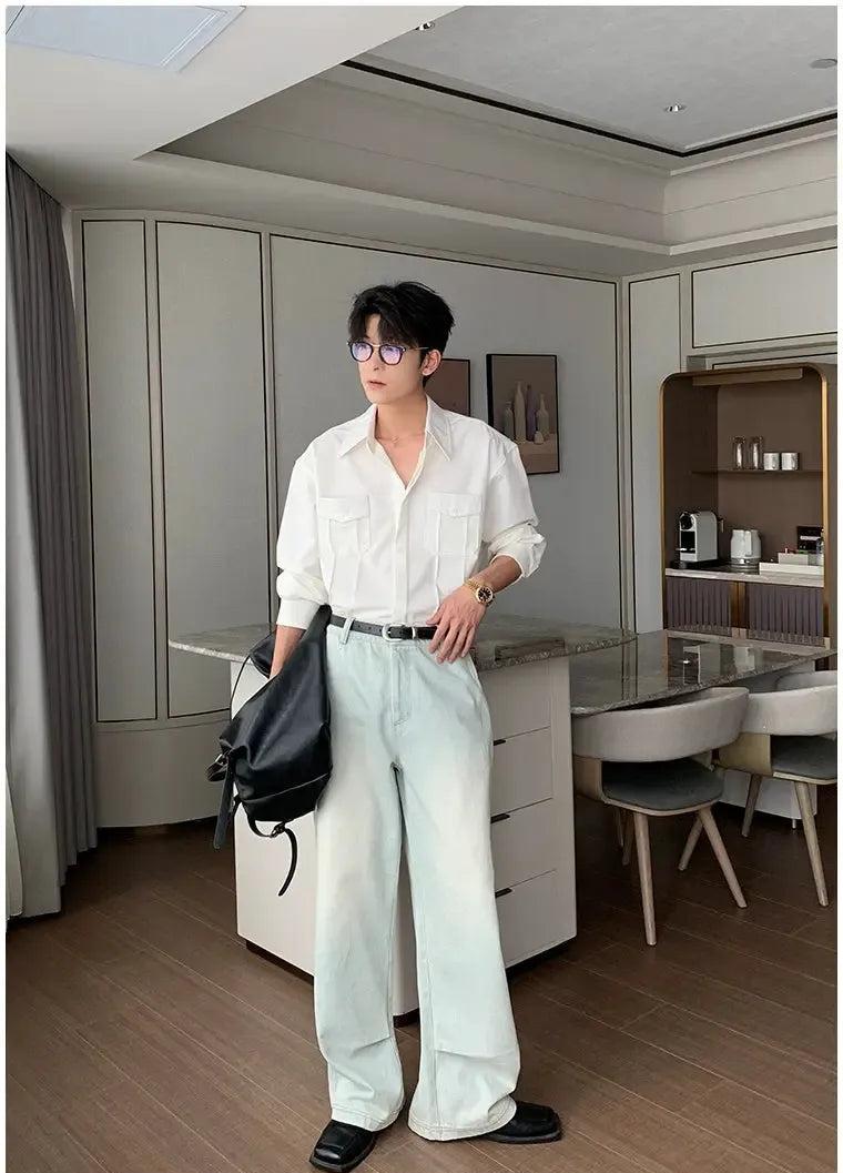 Hua Washed Faded Straight Jeans-korean-fashion-Jeans-Hua's Closet-OH Garments
