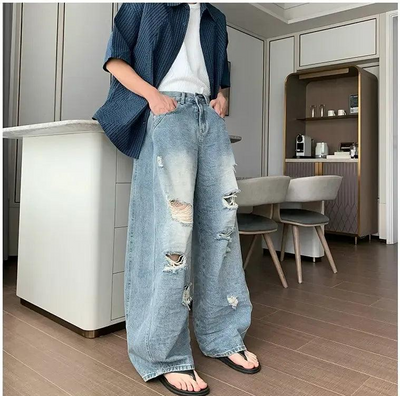 Hua Washed & Ripped Jeans-korean-fashion-Jeans-Hua's Closet-OH Garments