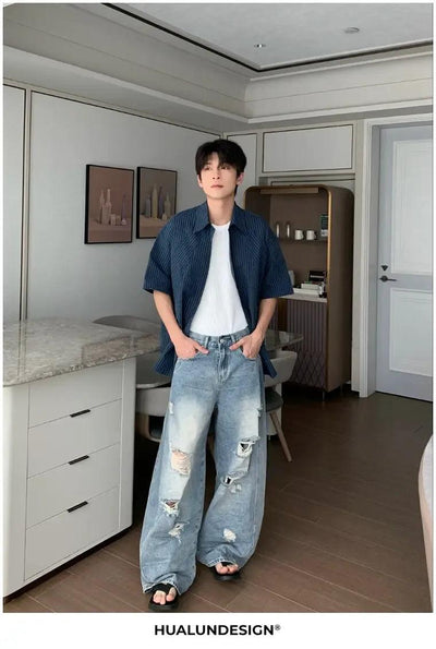 Hua Washed & Ripped Jeans-korean-fashion-Jeans-Hua's Closet-OH Garments