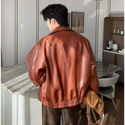 Hua Wide Lapel Boxy Leather Jacket-korean-fashion-Jacket-Hua's Closet-OH Garments