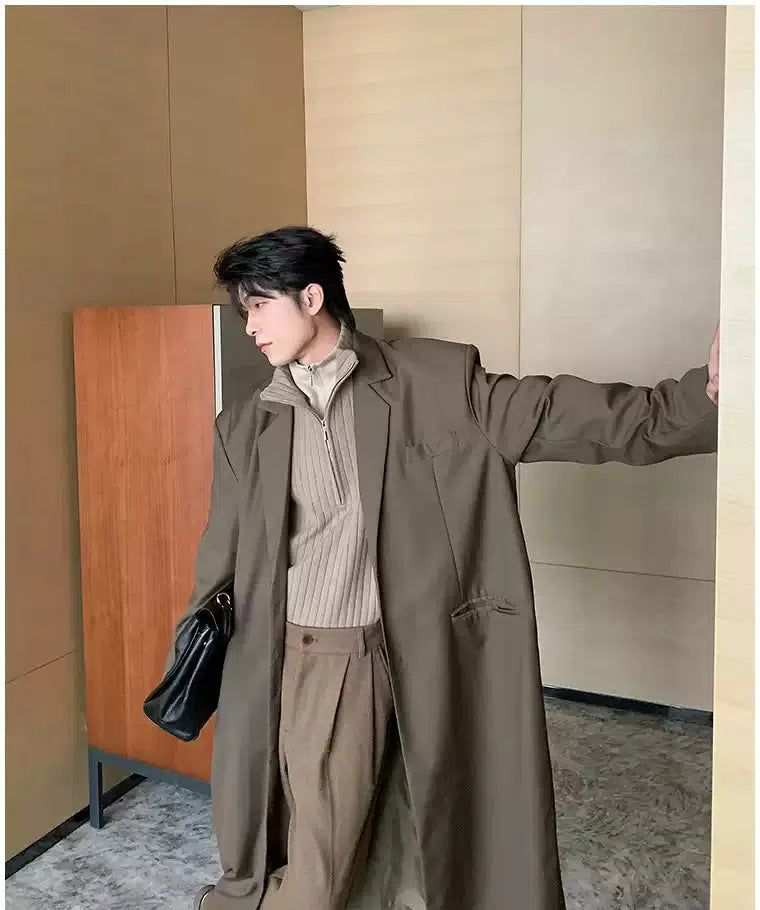 Hua Wide Shoulder Loose Fit Long Coat-korean-fashion-Long Coat-Hua's Closet-OH Garments