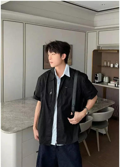 Hua Zipped Pocket Detail Shirt-korean-fashion-Shirt-Hua's Closet-OH Garments