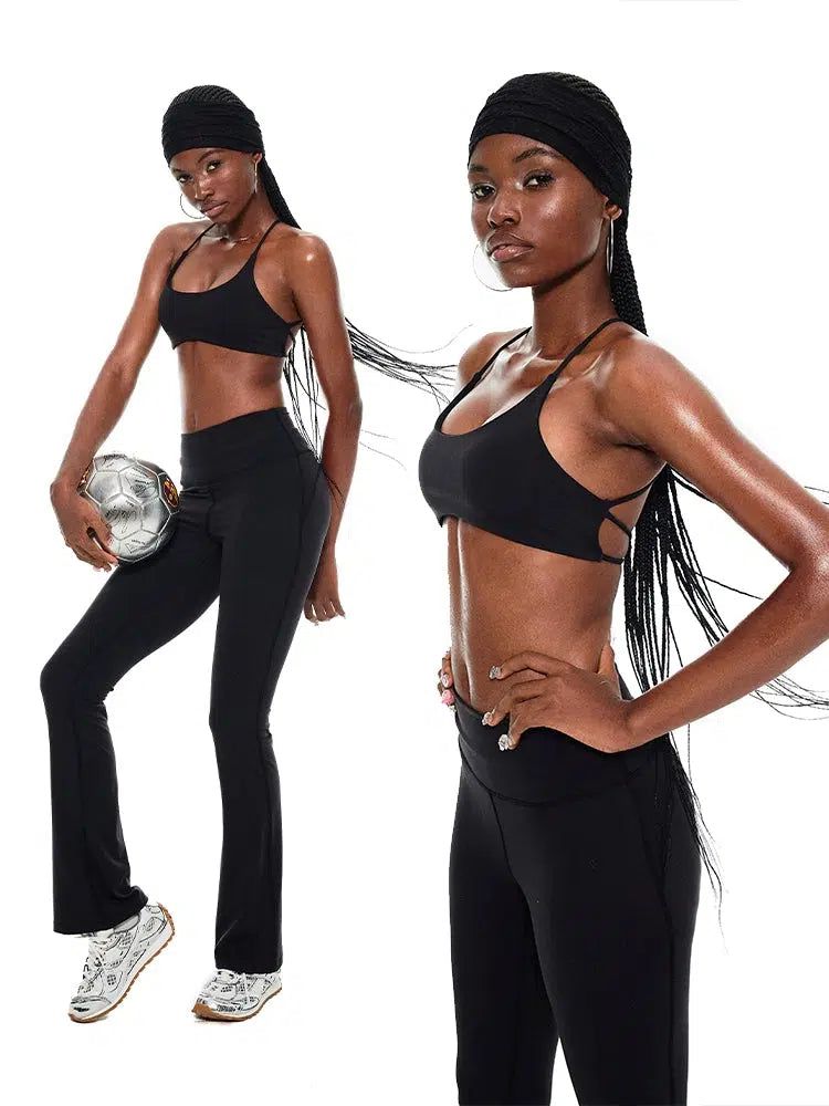 Jinn Elastic Yoga Top & Flare Pants Set-korean-fashion-Clothing Set-Jinn's Closet-OH Garments