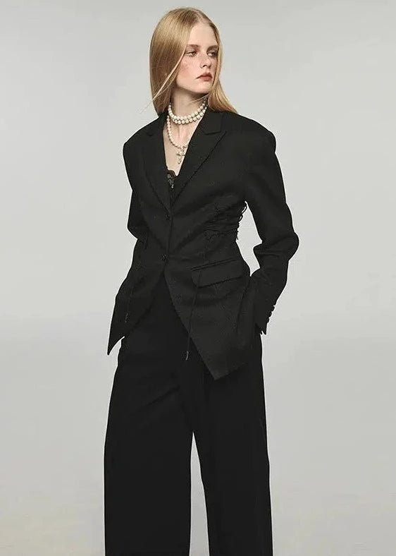 Jinn Peak Lapel Slim Fit Woolen Blazer-korean-fashion-Blazer-Jinn's Closet-OH Garments