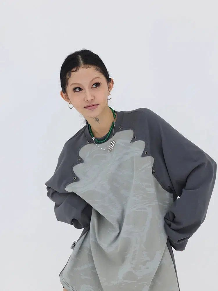 Kei Abstract Print Rivet Crewneck-korean-fashion-Crewneck-Kei's Closet-OH Garments