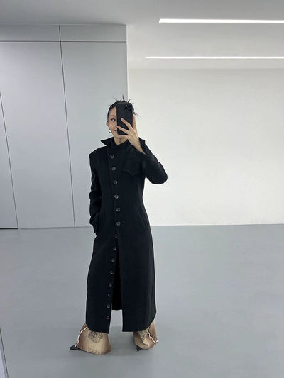 Kei Buttoned All The Way Up Long Coat-korean-fashion-Long Coat-Kei's Closet-OH Garments