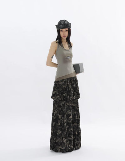 Kei Camouflage Bud Long Skirt-korean-fashion-Skirt-Kei's Closet-OH Garments