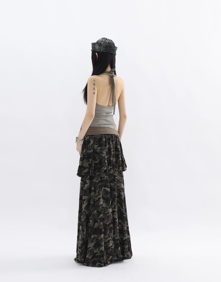Kei Camouflage Bud Long Skirt-korean-fashion-Skirt-Kei's Closet-OH Garments