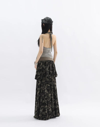 Kei Camouflage Bud Long Skirt-korean-fashion-Skirt-Kei's Closet-OH Garments