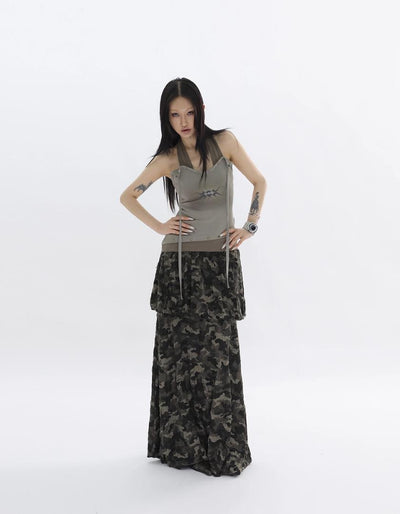 Kei Camouflage Bud Long Skirt-korean-fashion-Skirt-Kei's Closet-OH Garments