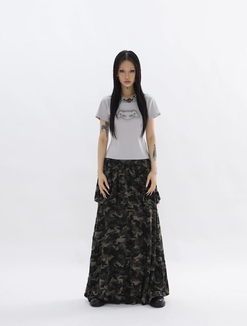 Kei Camouflage Bud Long Skirt-korean-fashion-Skirt-Kei's Closet-OH Garments