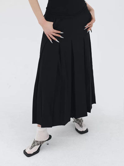 Kei Collegiate Pleats Long Skirt-korean-fashion-Skirt-Kei's Closet-OH Garments