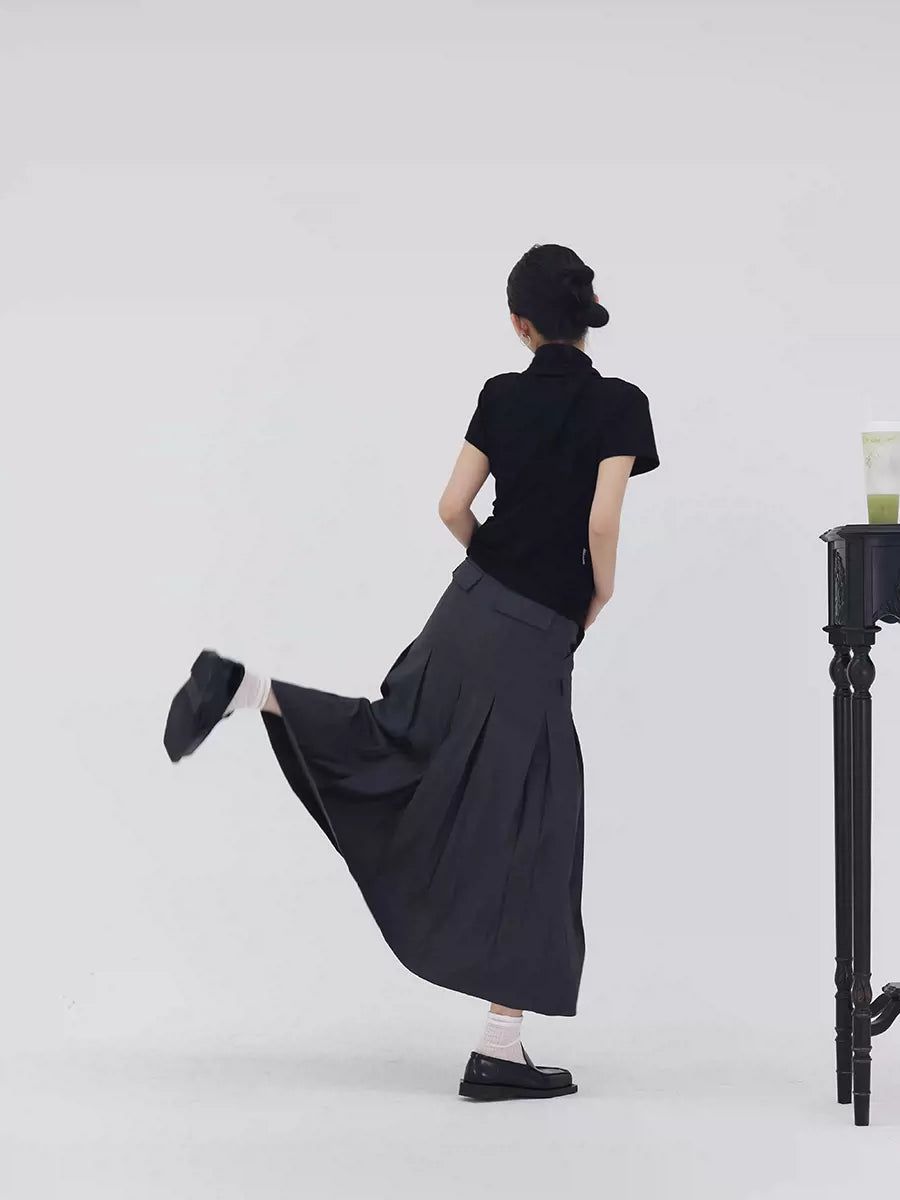 Kei Collegiate Pleats Long Skirt-korean-fashion-Skirt-Kei's Closet-OH Garments