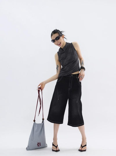 Kei Contrast Stitched Wid Denim Shorts-korean-fashion-Shorts-Kei's Closet-OH Garments