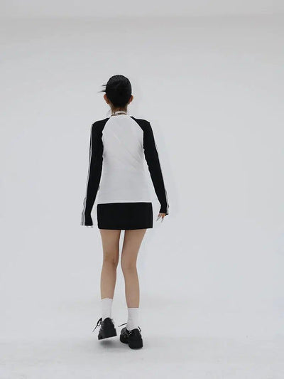 Kei Diamond Logo Bar Stripes Long Sleeve T-Shirt-korean-fashion-T-Shirt-Kei's Closet-OH Garments
