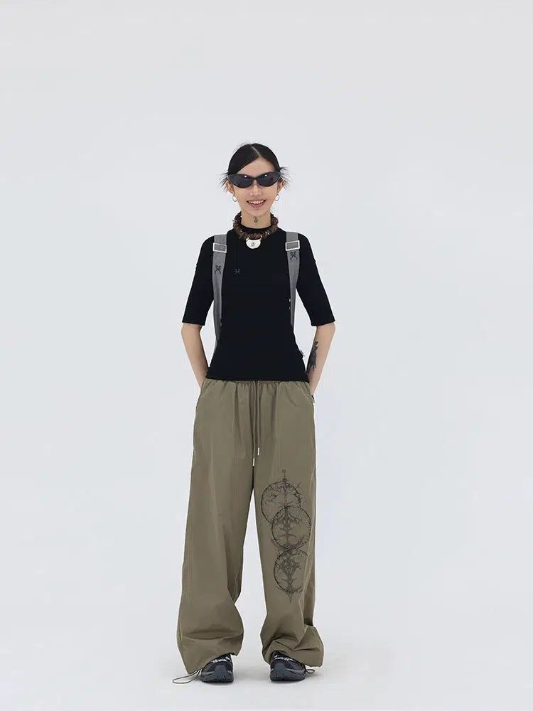 Kei Drawstring Graphic Print Track Pants-korean-fashion-Pants-Kei's Closet-OH Garments