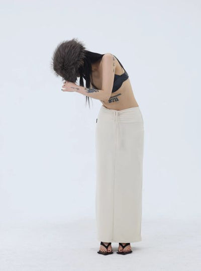 Kei Drawstring Ruched Long Skirt-korean-fashion-Skirt-Kei's Closet-OH Garments