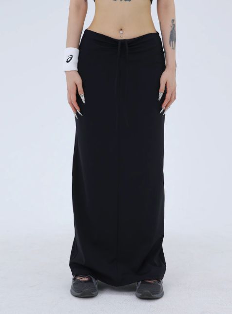 Kei Drawstring Ruched Long Skirt-korean-fashion-Skirt-Kei's Closet-OH Garments