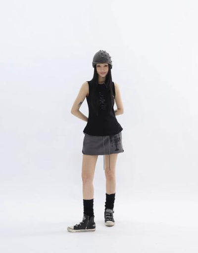 Kei Elastic Candle Stick Print Short Skirt-korean-fashion-Skirt-Kei's Closet-OH Garments