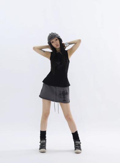 Kei Elastic Candle Stick Print Short Skirt-korean-fashion-Skirt-Kei's Closet-OH Garments