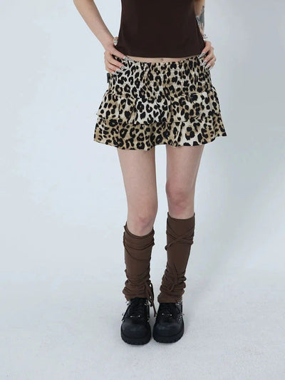 Kei Elastic Ruffled Leopard Skirt-korean-fashion-Skirt-Kei's Closet-OH Garments