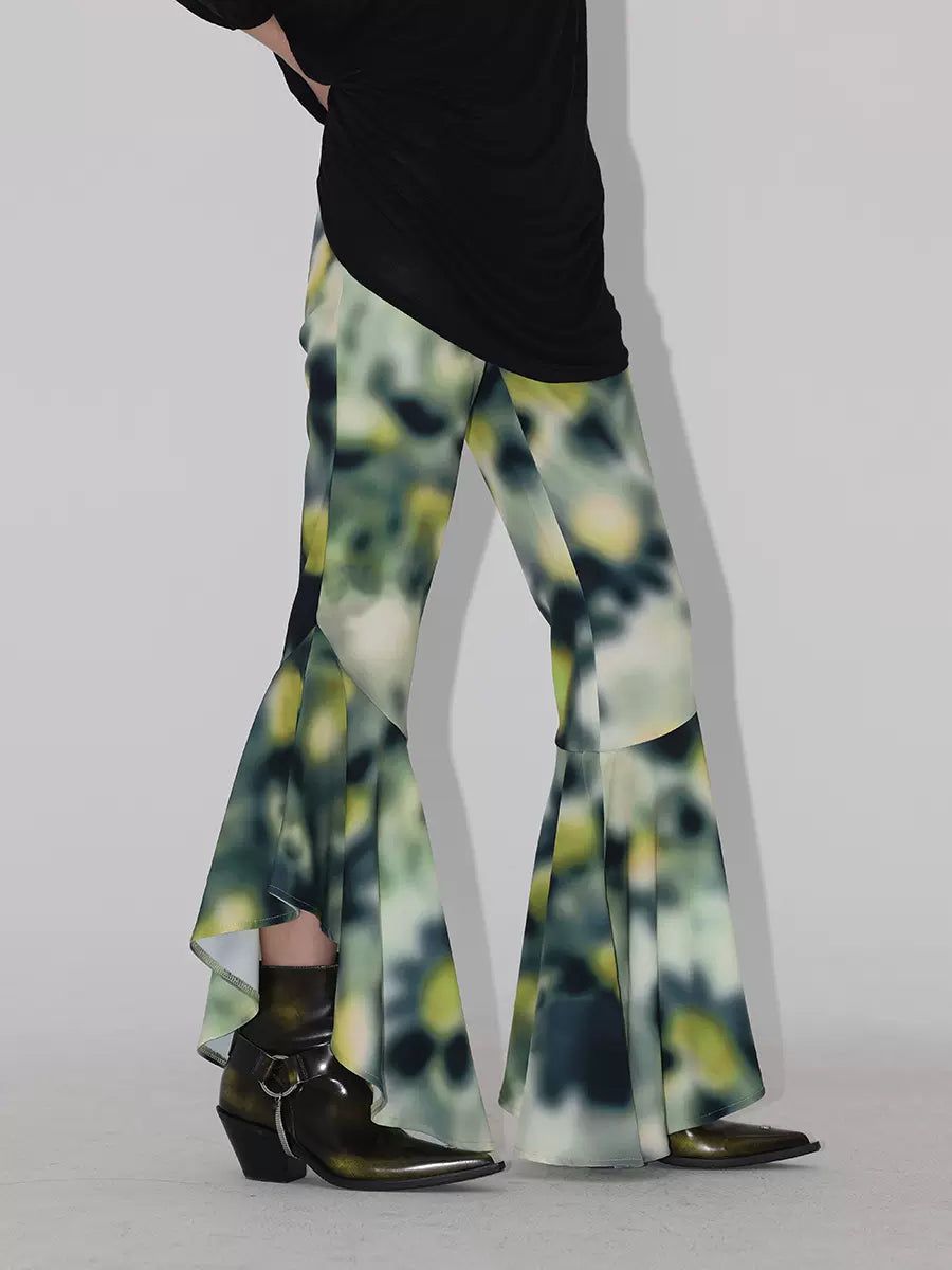 Kei Hazy Daisy Print Flared Pants-korean-fashion-Pants-Kei's Closet-OH Garments