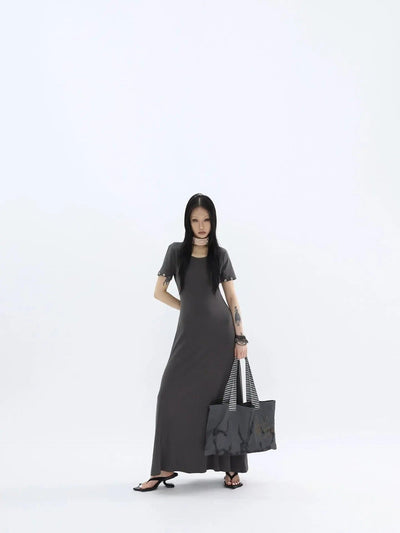 Kei Hollow Rivet Slim Long Dress-korean-fashion-Dress-Kei's Closet-OH Garments