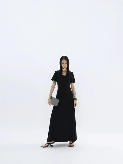 Kei Hollow Rivet Slim Long Dress-korean-fashion-Dress-Kei's Closet-OH Garments